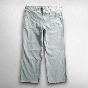 American Eagle Stovepipe Wide Leg Pants Women 16 Lt Green Adj Waist Stretch